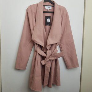 Medium Blush Pink Mauve Wrap Drape Front Jacket